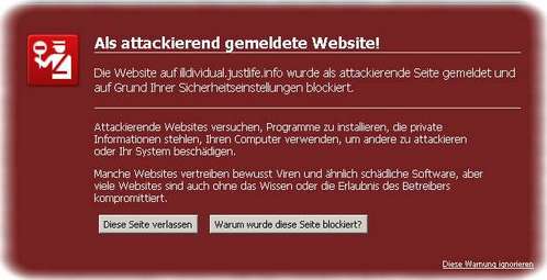 Firefox 3: Als attackierend gemeldete Website!