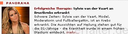 Sylvie van der Vaart erfolgreich an Brustkrebs erkrankt? (c) Spiegel.de Sylvie van der Vaart erfolgreich an Brustkrebs erkrankt?