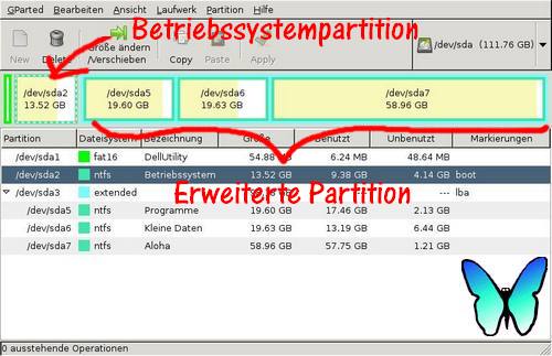 Systempartition vergrößern mit GParted -Bild 1