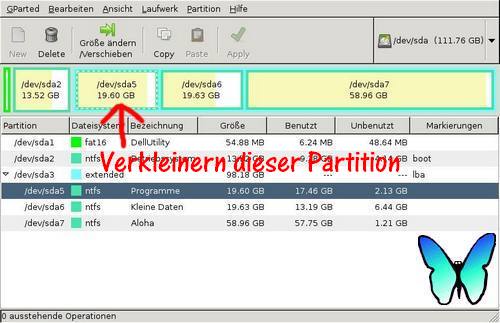 Systempartition vergrößern mit GParted -Bild 2