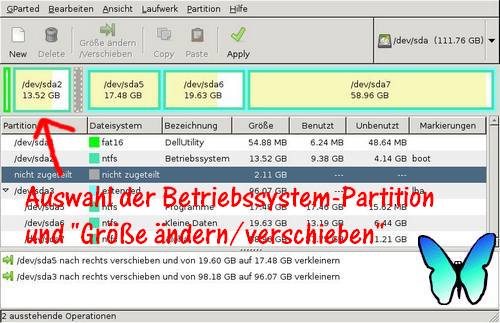 Systempartition vergrößern mit GParted -Bild 9