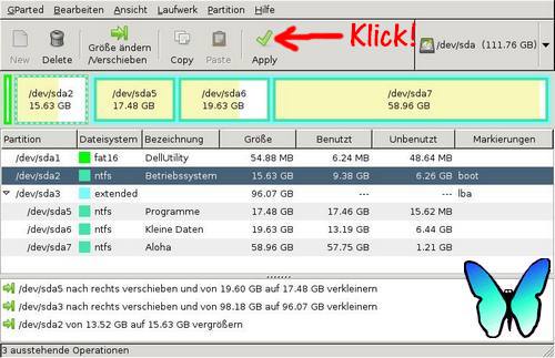 Systempartition vergrößern mit GParted -Bild 12