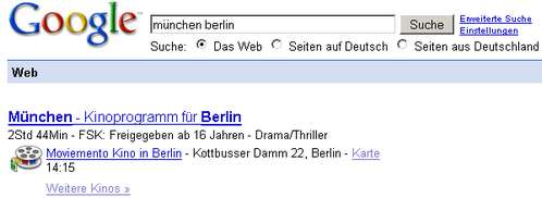 Google-Bahnauskunft Münmchen - Berlin