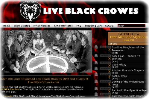 Black Crowes: One Night Only - als kostenloser MP3-Download bei LiveBlackCrowes.com - Copyright LiveBlackCrowes.com
