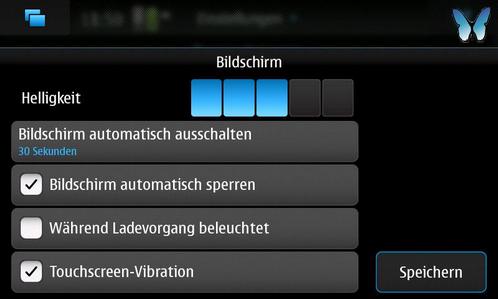 Nokia N900 Bildschirm-Menü