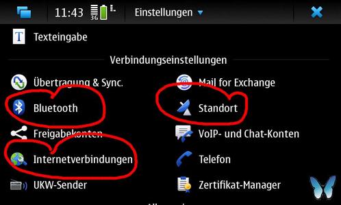 Nokia N900 Verbindungseinstellungen