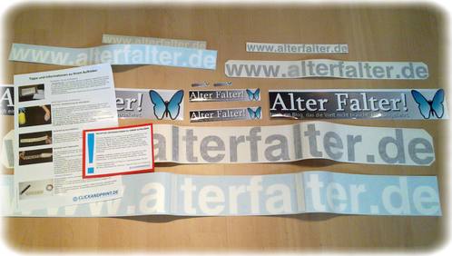 Domain- und Logo-Aufkleber Alter Falter! Domain- und Logo-Aufkleber