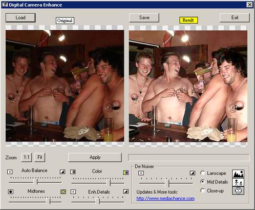 Digital Camera Enhance hellt dunkle Fotos automatisch auf. Links das Original, rechts die optimierte Version.