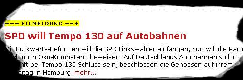 Schleichfahrt als Eilmeldung - SPD fordert Tempo 130 auf Autobahnen