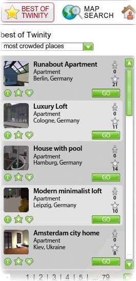 Twinity: Most Crowded Places