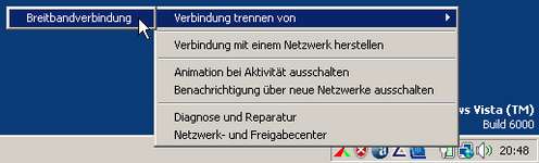Verbindung trennen - mit Windows Vista ein überflüssiger Klick mehr