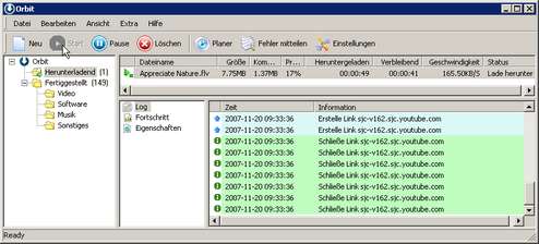 Der OrbitDownloader bei der Arbeit