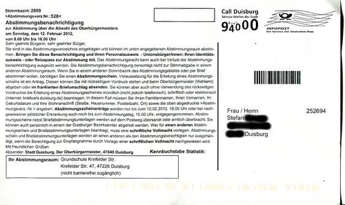 Abstimmungsbenachrichtigung zur Abstimmung über die Abwahl